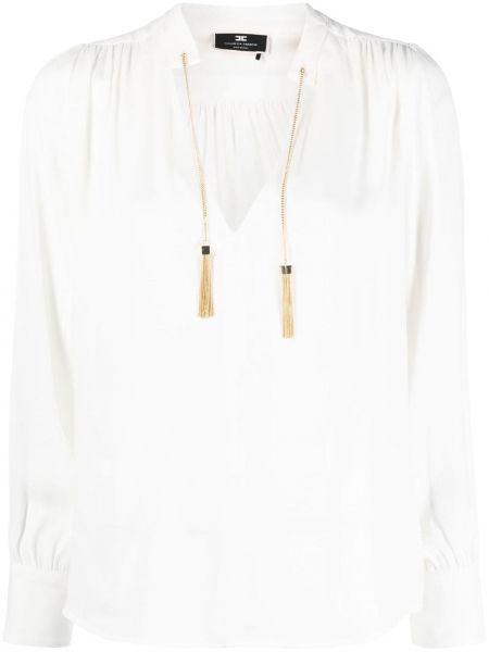 Блуза с v-образно деколте Elisabetta Franchi бяло