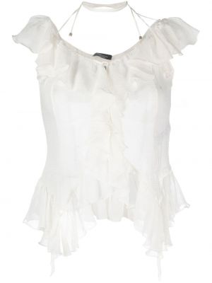 Блуза с волани Blumarine бяло