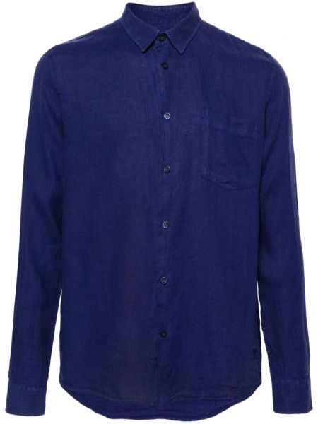 Lanena srajca z žepi Vilebrequin modra