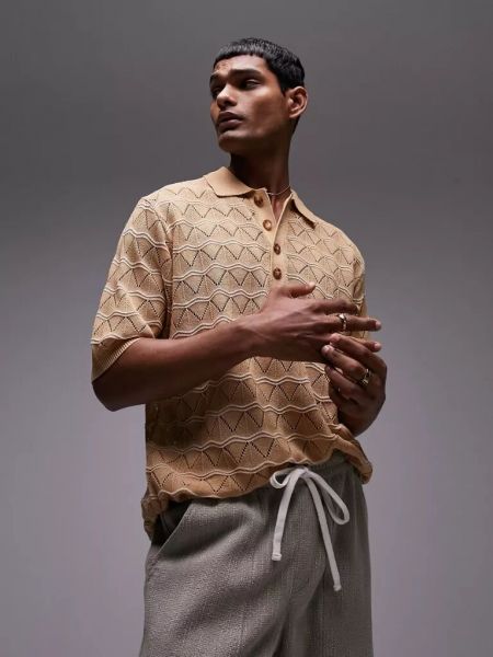 Трикотажный поло Topman коричневый