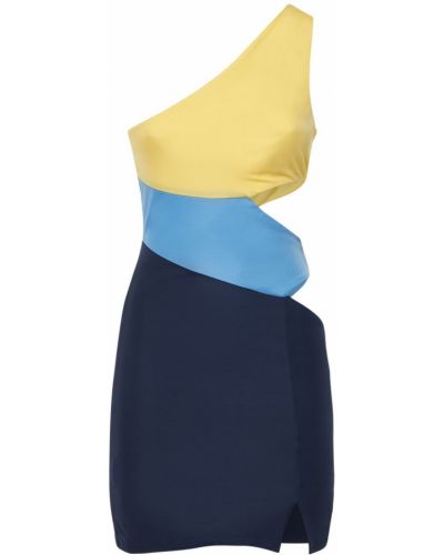Асиметрична мини рокля от джърси Staud синьо