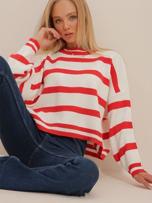 Oversize svītrainas džemperis Trend Alaçatı Stili