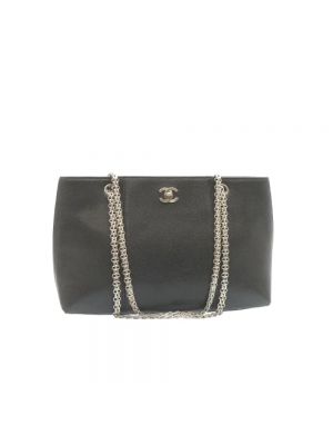 Bolsa de hombro de cuero Chanel Vintage negro