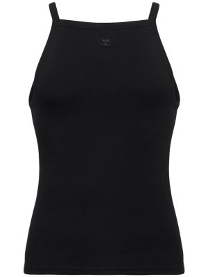 Βαμβακερό πουκάμισο με κέντημα Courreges μαύρο