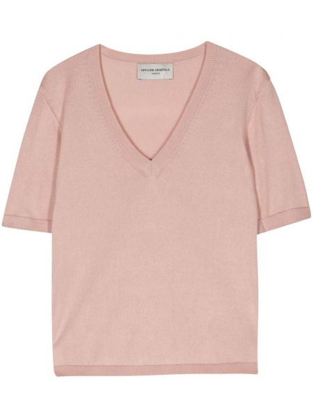 Jersey t-shirt mit v-ausschnitt Officine Générale pink