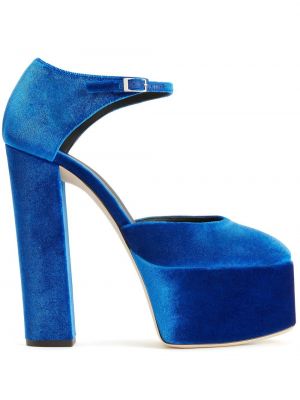 Sandale de catifea cu platformă Giuseppe Zanotti albastru