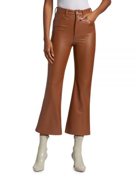Кожаные брюки-клеш из искусственной кожи Rag & Bone коричневые