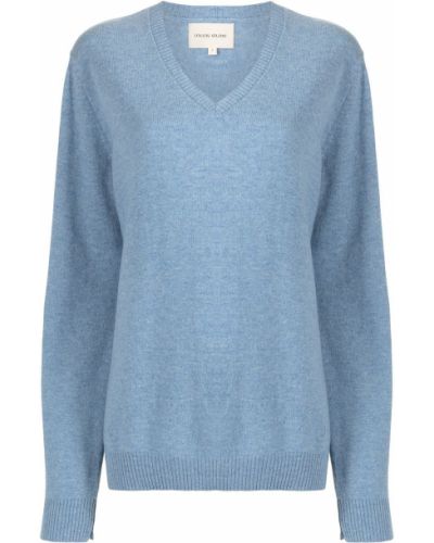 Jersey con escote v de tela jersey Loulou Studio azul