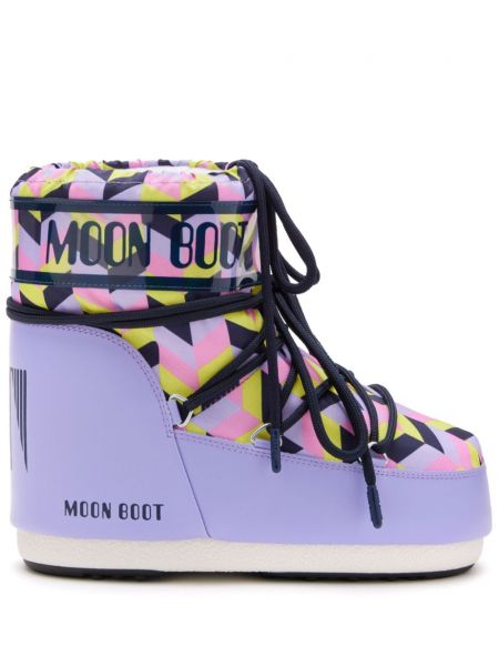 Baskılı düz çizmeler Moon Boot mor