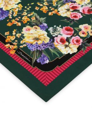 Zīda šalle ar ziediem ar apdruku Dolce & Gabbana zaļš