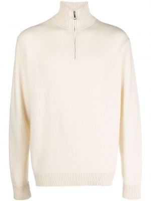 Кашмирен пуловер с цип The Elder Statesman бяло
