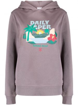 Kokvilnas kapučdžemperis ar apdruku Daily Paper pelēks