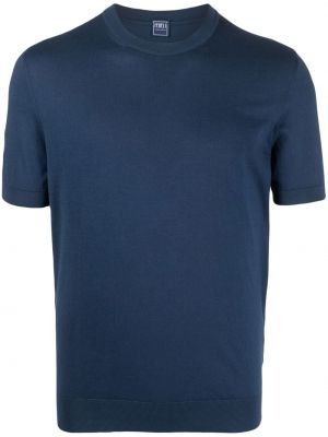 Тениска с кръгло деколте Fedeli синьо