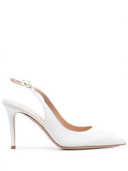 Slingback pumpar med remmar i mocka Gianvito Rossi vit