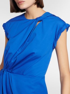 Drapované bavlněné midi šaty Alexander Mcqueen modré