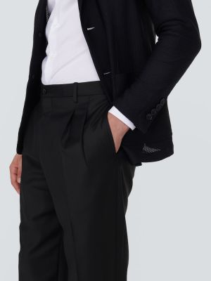 Slim fit kašmírové vlněné klasické kalhoty Giorgio Armani černé