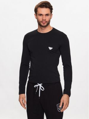 Priliehavé tričko s dlhými rukávmi s dlhými rukávmi Emporio Armani Underwear čierna