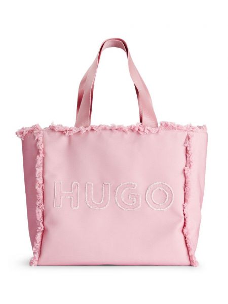 Siuvinėta shopper rankinė Hugo rožinė