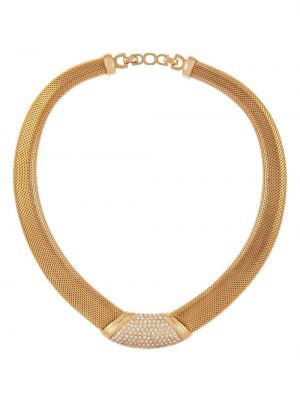 Colier de cristal cu model piele de șarpe Christian Dior auriu