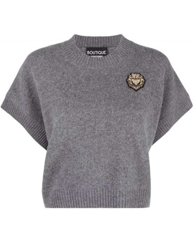 Jersey con bordado manga corta de tela jersey Boutique Moschino gris