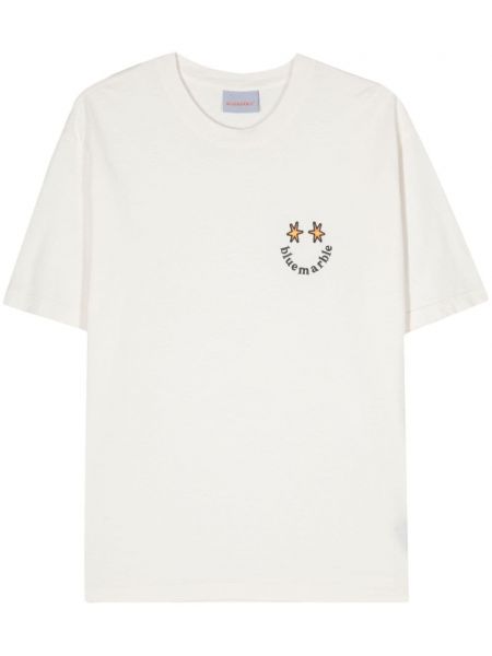 Βαμβακερή μπλούζα με κέντημα Bluemarble λευκό