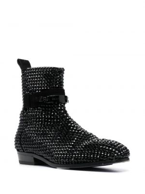 Zomšinės auliniai batai su kristalais Philipp Plein juoda