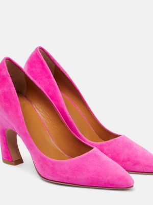 Pantofi cu toc din piele de căprioară Chloã© roz