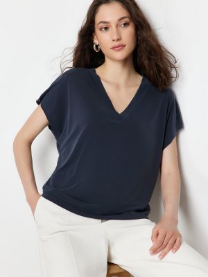 Pletené tričko s výstřihem do v z modalu Trendyol