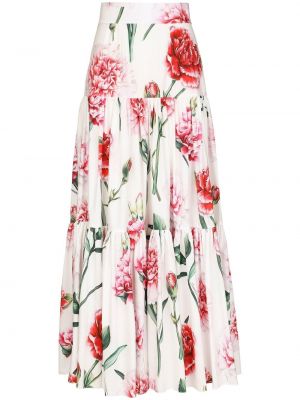 Květinové dlouhá sukně s potiskem Dolce & Gabbana bílé