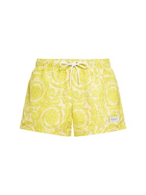Pantaloncini di nylon con stampa Versace Underwear giallo