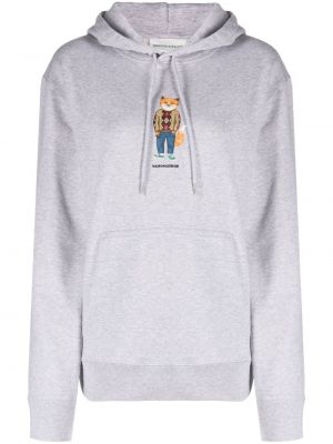 Pamučna hoodie s kapuljačom s printom Maison Kitsuné siva