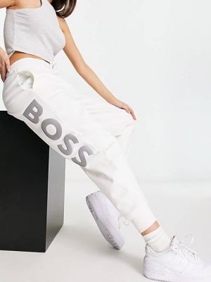 Белые джоггеры BOSS Orange Etix с большим логотипом на штанинах