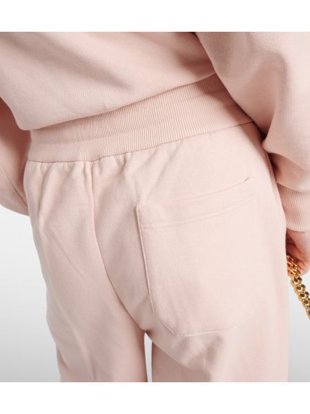 Pantaloni tuta ricamati di cotone in jersey Gucci rosa