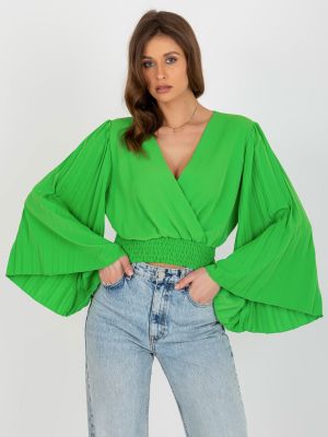 Plisovaná blúzka Fashionhunters zelená