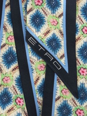 Květinový hedvábný šál s potiskem Etro modrý