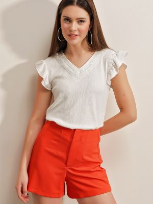 Плетена блуза с v-образно деколте Bigdart бяло