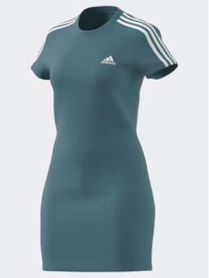 Приталенное спортивное платье в полоску Adidas