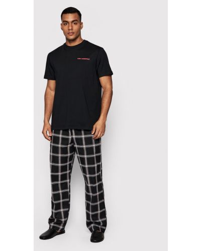 Laza szabású kockás pizsama Karl Lagerfeld fekete