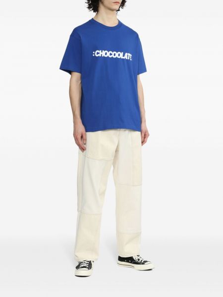 T-shirt en coton à imprimé Chocoolate bleu