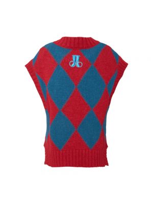 Chaleco de lana de tela jersey con estampado de rombos La Doublej rojo