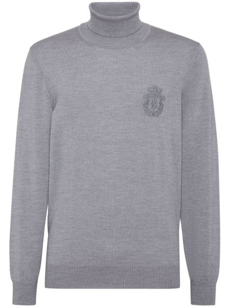 Pull brodé en tricot Billionaire gris