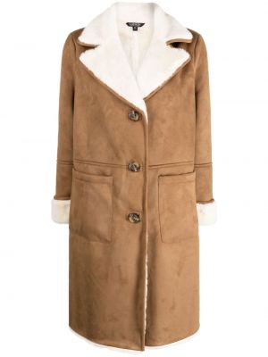 Semišový kabát Lauren Ralph Lauren hnedá
