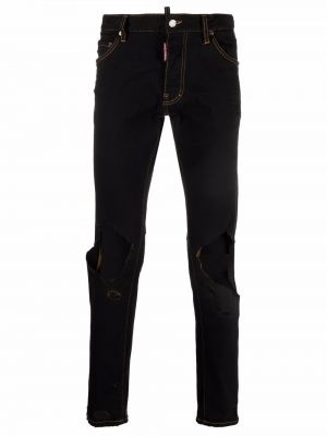 Strečové džíny s oděrkami Dsquared2 černé