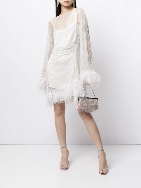 Mini vestido con plumas de plumas Rachel Gilbert blanco