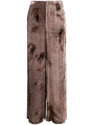 Voľné zamatové rovné nohavice Gentry Portofino hnedá