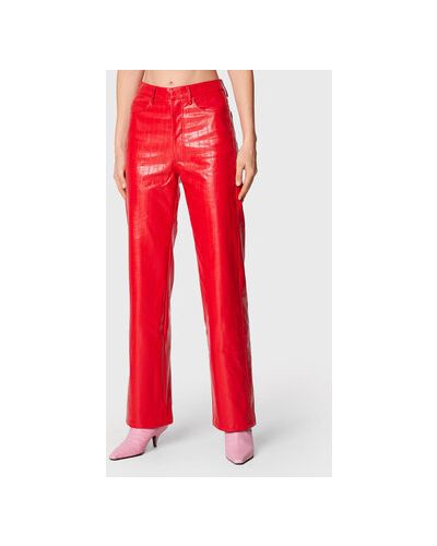 ROTATE Pantaloni din imitație de piele Rotie RT1985 Roșu Regular Fit