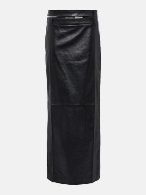 Falda larga de cintura baja de cuero The Mannei negro