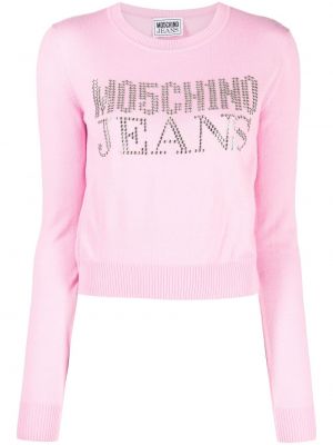 Felpa con cristalli Moschino Jeans rosa