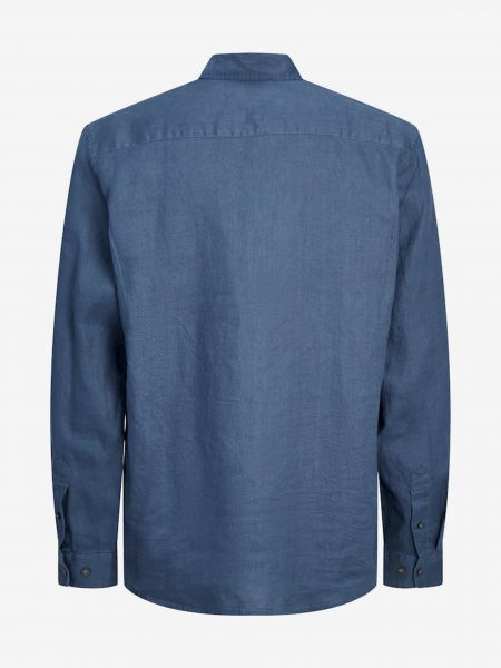 Ľanová rifľová košeľa Jack & Jones modrá