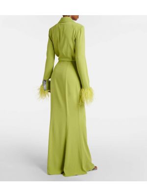 Saténové dlouhé šaty Roland Mouret zelená